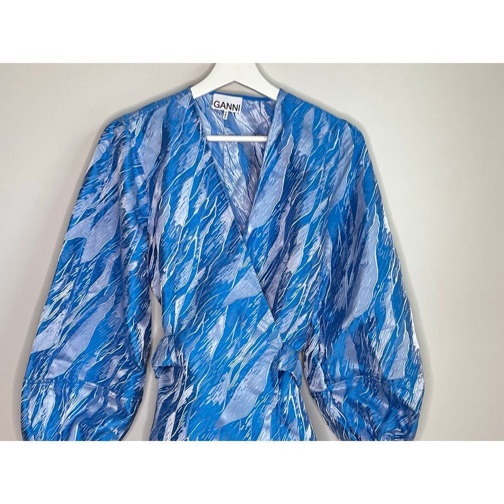 Ganni Blue Print Mini Dress - Picture 3 of 12
